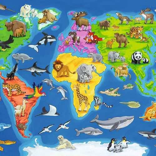 Ravensburger Weltkarte mit Tieren Rahmenpuzzle für 6,16€ (statt 9€)