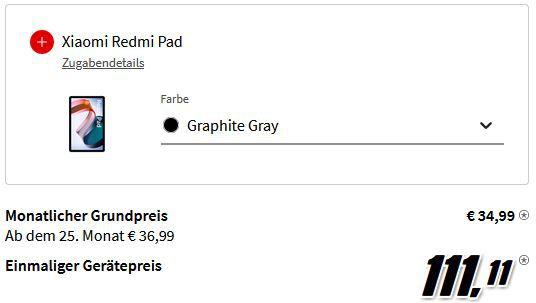 Xiaomi 13 5G + Redmi Pad für 111,11€ + Telekom Flat mit 20GB für 34,99€ mtl.