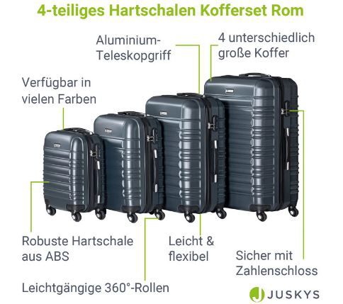 Juskys Rom Hartschalen Kofferset, 4 teilig für 99,99€ (statt 120€)