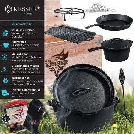 Kesser Dutch Oven Set in Holzkiste, 10 teilig für 79,80€ (statt 95€)