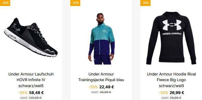 Under Armour Sale mit 60% Rabatt + VSK Frei   z.B. Mojo 2 Sneaker für 22€ (statt 38€)