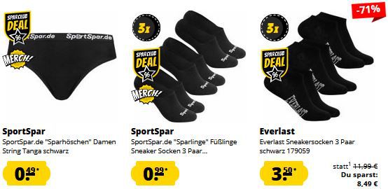 SportSpar Preissturz Sale + 5€ Extra Rabatt   z.B. 3er Paar SportSpar Füßlinge ab 0,99€