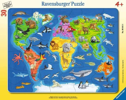 Ravensburger Weltkarte mit Tieren Rahmenpuzzle für 6,16€ (statt 9€)