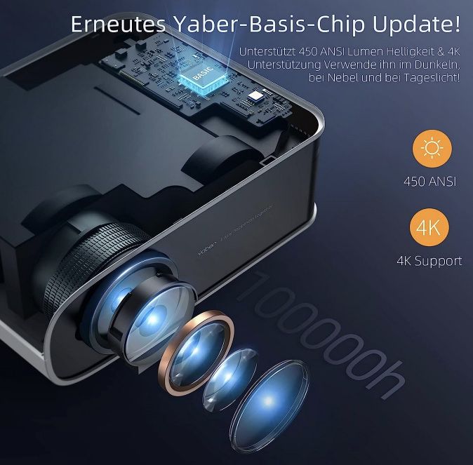 YABER PRO V8 1080p LED Beamer mit Wifi 6 & BT 5.0 für 99,99€ (statt 199€)