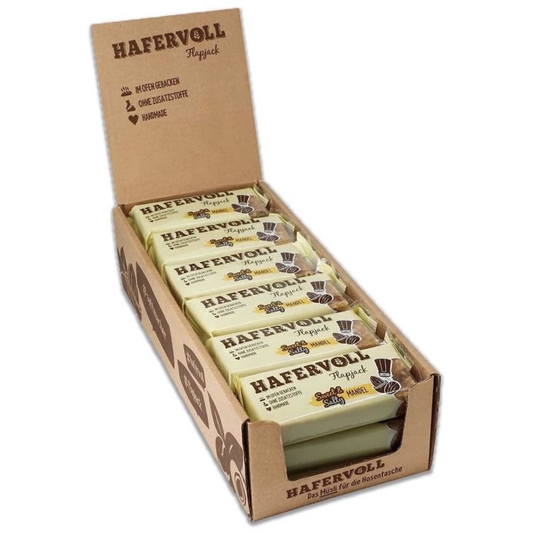 18x HAFERVOLL Flapjack Sweet & Salty Mandel Müsliriegel für 22,50€ (statt 32€)