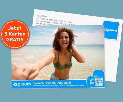 Pixum: Drei Foto Postkarten für Neukunden gratis