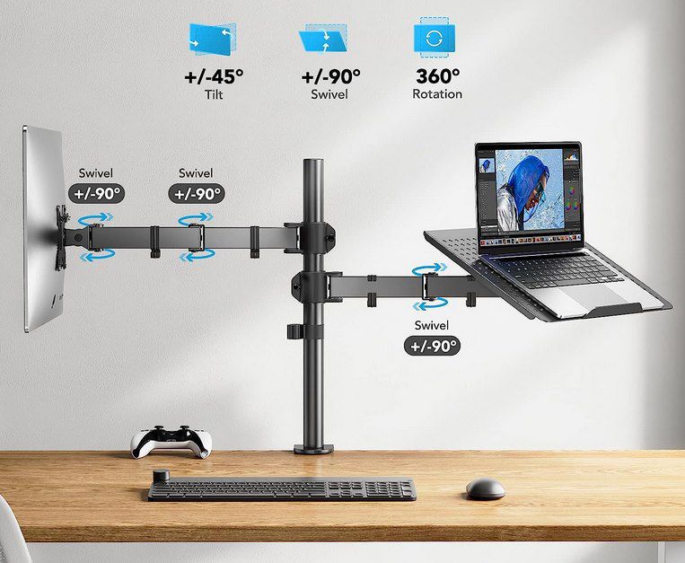 Monitor Halterung (bis 32 Zoll) mit Laptop Arm (bis 17 Zoll) für 39,89€ (statt 70€)