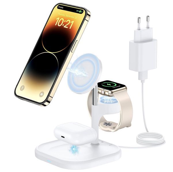 3in1 MagSafe 18W Ladestation für iPhone, AirPods & Apple Watch für 14,99€ (statt 30€)