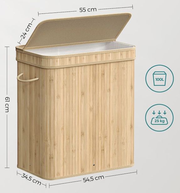 Songmics Wäschekorb mit Deckel (100 L) für 22,94€ (statt 32€)