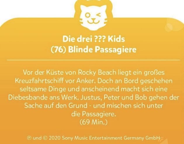 tigercard Die drei ??? Kids   Folge 76 Blinde Passagiere für 3€ (statt 7€)
