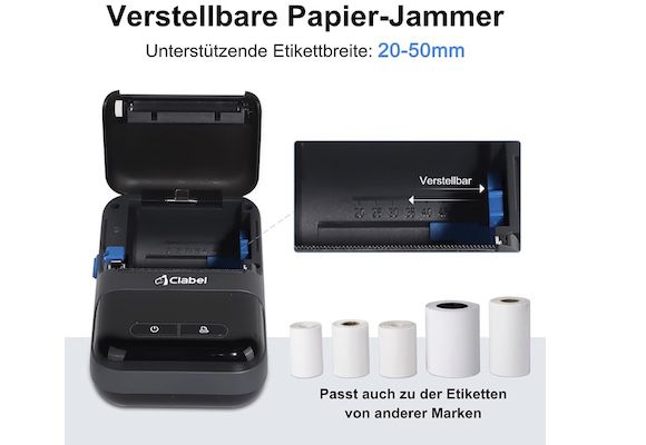 CLABEL Etikettendrucker Kompatibel mit iOS und Android für 39,99€ (statt 80€)