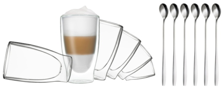 6x DUOS Latte Macchiato Doppelwandige Gläser + 6 Löffel für 26,99€ (statt 37€)