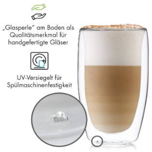 4x Glaswerk Design Latte Macchiato Gläser doppelwandig für 29,99€ (statt 36€)
