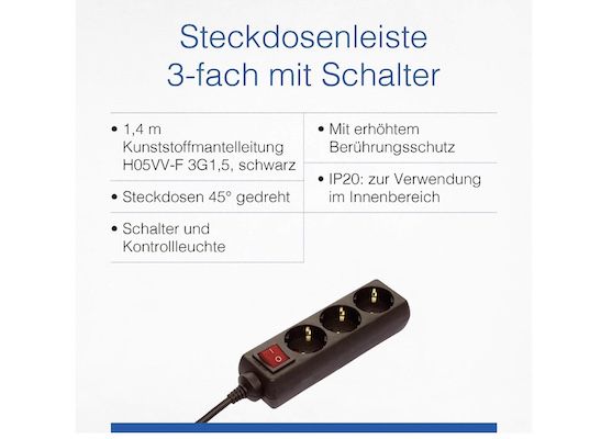 as   Schwabe Dreifach Steckdosenleiste für 2,95€ (statt 7€)