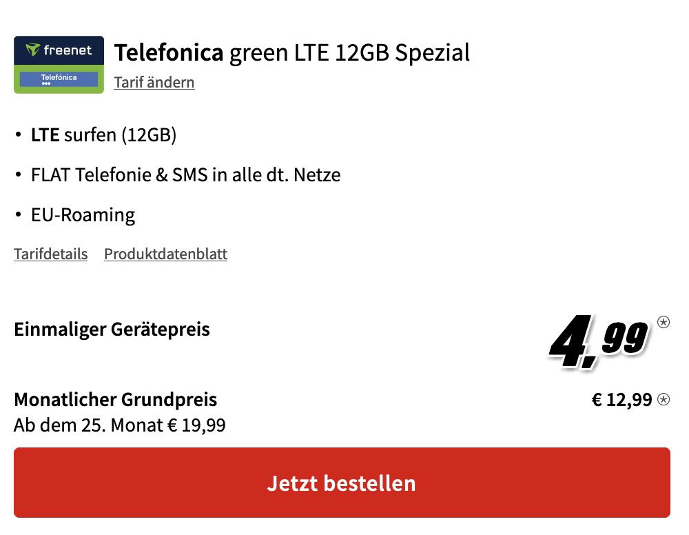 Xiaomi 12T mit 256GB für 4,99€ + o2 Allnet Flat mit 12GB LTE für 12,99€ mtl.