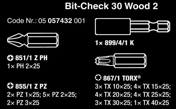 Wera Bit Check 30 Wood 2 Bitbox 30 teilig für 12,24€ (statt 17€)