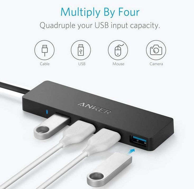 Anker Ultra Slim 4 Port USB 3.0 Hub Mac geeignet für 9,29€ (statt neu 16€)