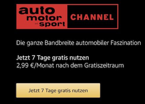 Amazon: 7 Tage Auto Motor und Sport Channel GRATIS testen
