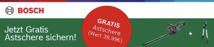 Bosch 36V 65 Solo Akku Heckenschere für 156,89€ (statt 181€) + GRATIS Astschere