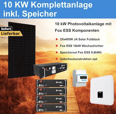 10 kW Photovoltaik Komplettanlage Set mit Speicher für 8.990€ (statt 9.594)