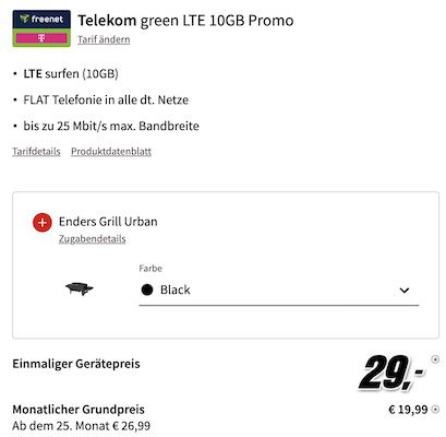 🔥 Samsung Galaxy S22 + Enders Grill Urban für 29€ + Telekom Flat 10GB LTE für 19,99€ mtl.