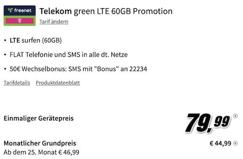 🔥 Apple iPhone 14+ (128 GB) für 79€ + Telekom Allnet 60GB für 44,99€ mtl. + 50€ Bonus