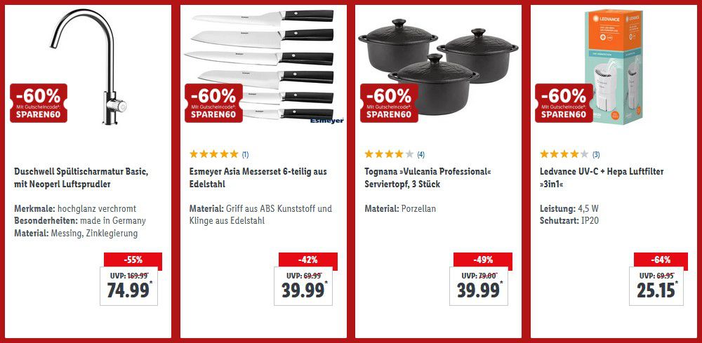 Lidl: Summer Sale mit bis zu 60% Rabatt ohne MBW