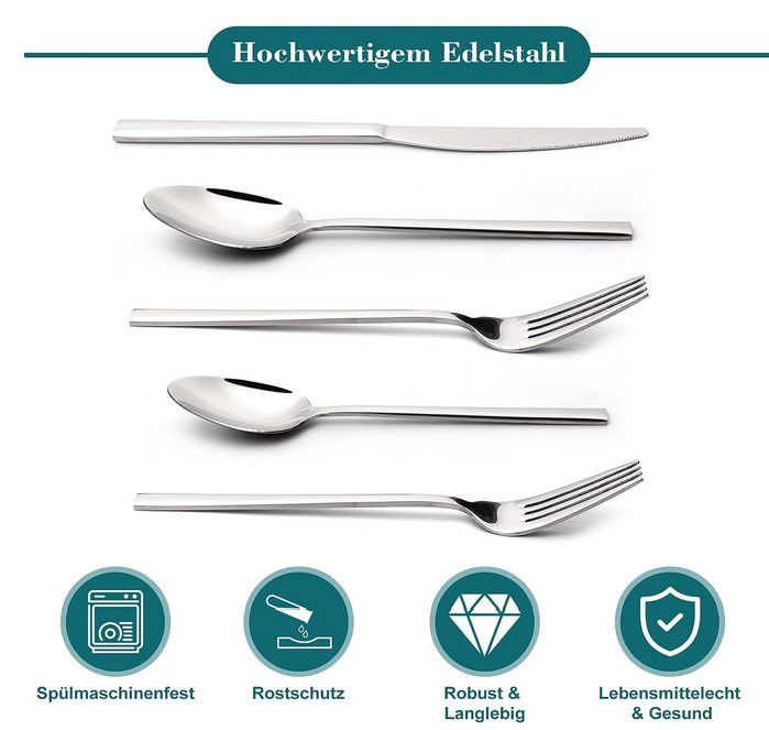 Edelstahl Besteckset 30 Teile für 18,50€ (statt 37€)