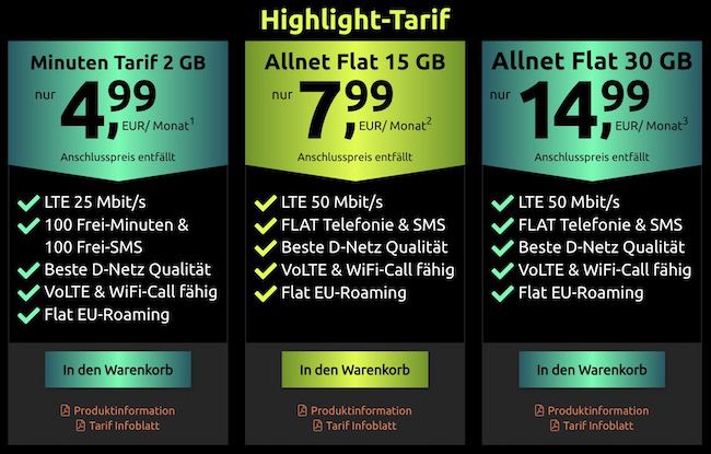 Telekom/Vodafone Tarife von Crash   z.B. Allnet 15GB für nur 7,99€ mtl.