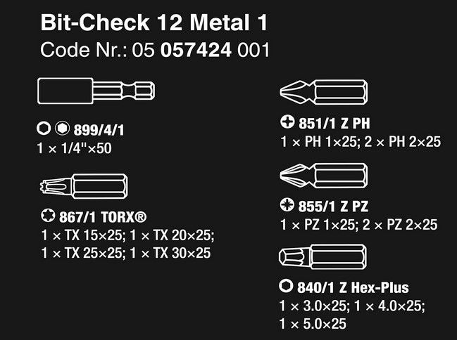 Wera Bit Check 12 teiliges Sortiment für 8,70€ (statt 13€)