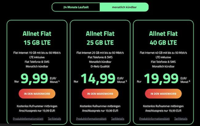 Dr. SIM: Vodafone Allnet Flat 15GB LTE 9,99€ / 25GB 14,99€ / 40GB 19,99€ mtl.