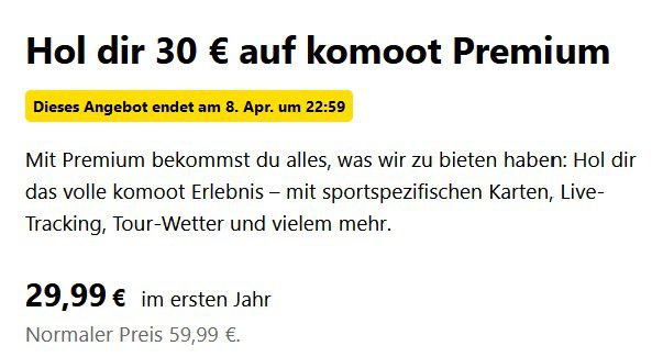 Komoot App Welt Paket Wandern & Biken (Neukunden) für 19,99€ (statt 30€)