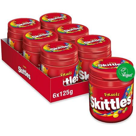 🍬 6er Pack Skittles Fruits Kaubonbons, je 125g ab 9,29€ (statt 13€)