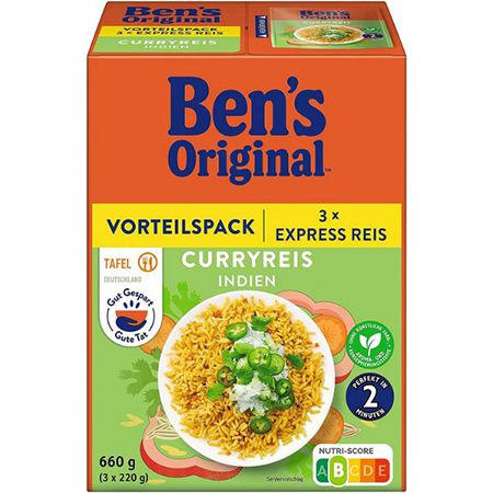 3er Pack Bens Original Express Curryreis (3x220g) ab 4,49€ (statt 7€)