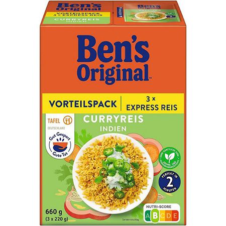 3er Pack Bens Original Express Curryreis (3x220g) ab 4,49€ (statt 7€)