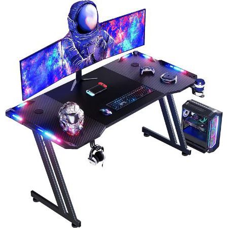 HLONONE Gaming Schreibtisch mit LED, 120 x 60cm für 65,97€ (statt 110€)