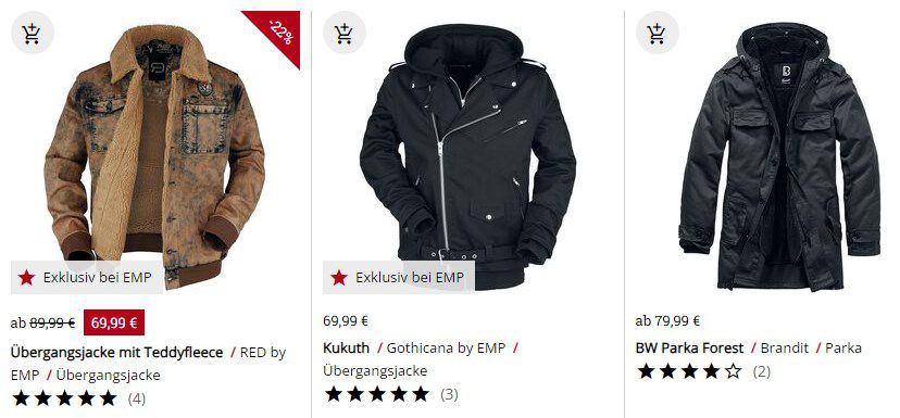 EMP Sale mit 15€ Abzug ab 60€   z.B. BW Parka Forest ab 64€ (statt 80€)