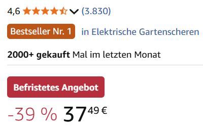 Einhell Akku Grasschere GE CG 18 Li Solo + Strauchmesser, ohne Akku für 37,49€ (statt 43€)