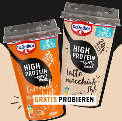 Dr. Oetker: High Protein Coffee Drink gratis ausprobieren