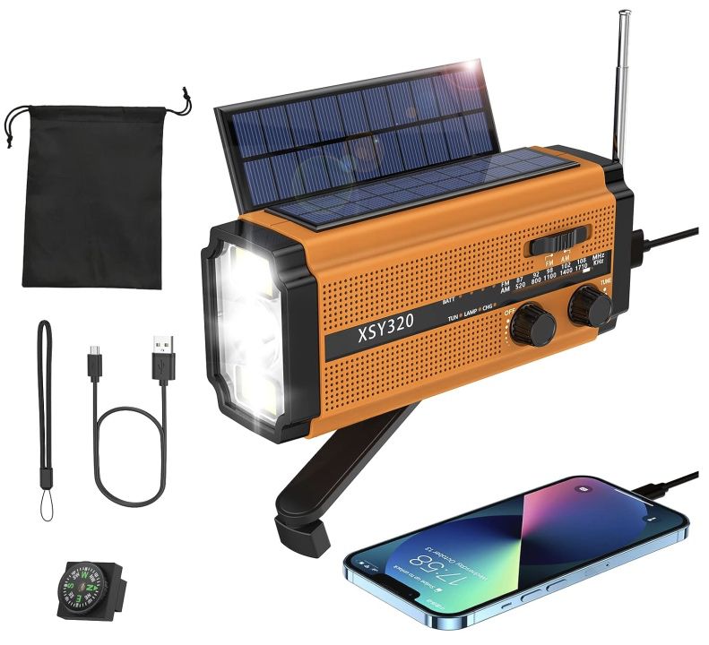 Solar  & Kurbelradio mit LED & 5000 mAh Akku für 9,99€ (statt 30€)