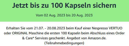 Nespresso Vertuo oder Original Kaffeemaschine kaufen + bis zu 100 Kapseln GRATIS