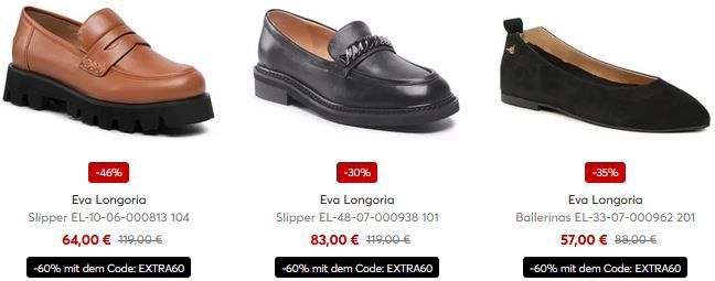eSchuhe: 60% Rabatt auf Schuhe von Eva Longoria   z.B. Halbschuhe für 47,60€ (statt 62€)