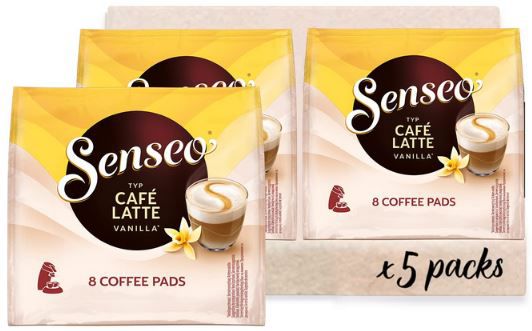 40er Pack Senseo Pads Café Latte Vanilla, 5 x 8 Pads ab 8,05€ (statt 11€)