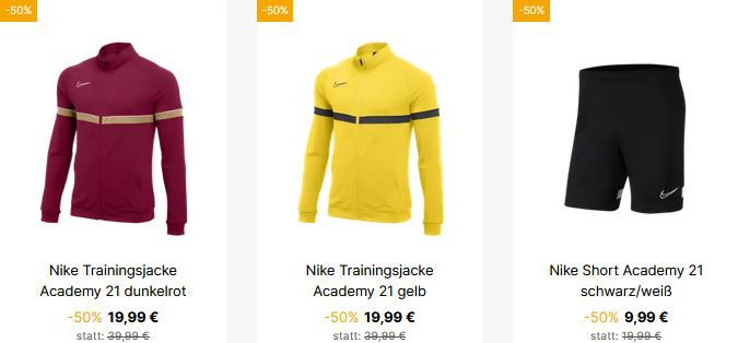 Geomix: Mind. 50% Rabatt auf Nike Academy 21 Kleidung + VSK Frei