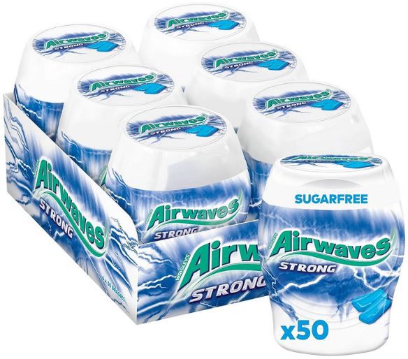 6 x 50er Pack Airwaves Kaugummi Strong, Zuckerfrei ab 9,98€ (statt 18€)