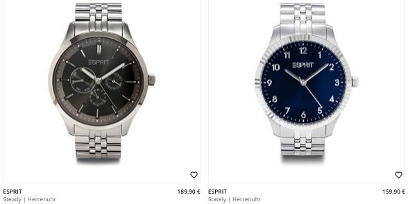 Christ: 15% Rabatt auf Schmuck & Uhren von Esprit   z.B. Uhr für 174€ (statt 210€)