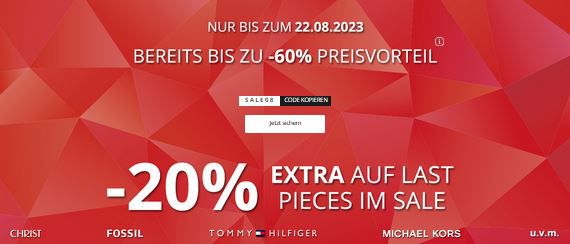 Christ Last Pieces Sale + 20% Extra Rabatt auf Fossil, Tommy Hilfiger, Garmin u.v.m.