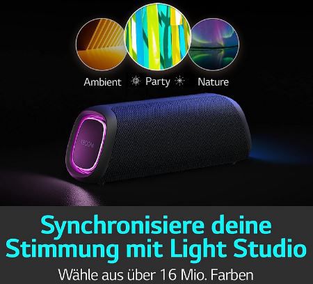 LG XBOOM Go DXG7 Bluetooth Lautsprecher mit Beleuchtung für 81,99€ (statt 137€)