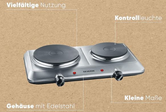 Severin DK 1014 Doppel Kochplatte, 2.500W für 31,99€ (statt 41€)