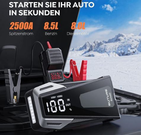 BuTure Starthilfe Powerbank, 2.500A Spitzenstrom, 21.800mAh für 39,55€ (statt 86€)